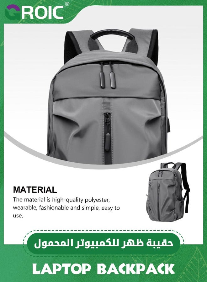 GROIC Travel Laptop Backpack, Business Laptop Backpack Bag with USB Charging Port, Men Durable Pewter Rucksack, Business Bag for Work - Image 5