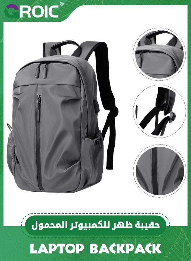 GROIC Travel Laptop Backpack, Business Laptop Backpack Bag with USB Charging Port, Men Durable Pewter Rucksack, Business Bag for Work - Image 3