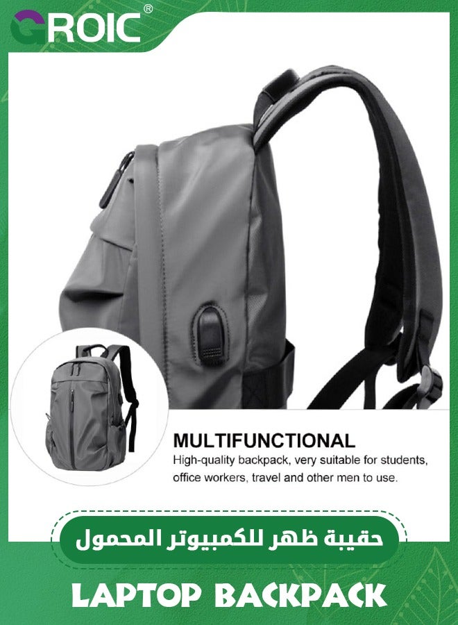 GROIC Travel Laptop Backpack, Business Laptop Backpack Bag with USB Charging Port, Men Durable Pewter Rucksack, Business Bag for Work - Image 2