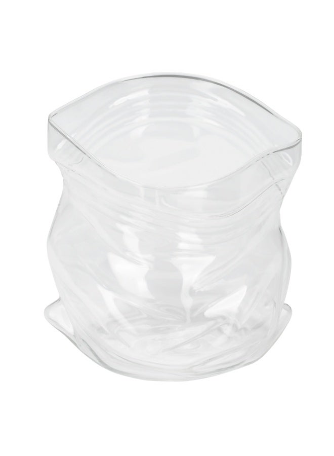 Restaurantware 22 Ounce Unzipped Bag Bowl, 1 Small Glass Bag - Realistic Crinkled Edges, Serve Candy, Popcorn, or Nuts, Clear Glass Bag Bowl, Dishwashable, Flat Base - Image 1