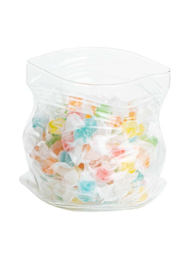Restaurantware 22 Ounce Unzipped Bag Bowl, 1 Small Glass Bag - Realistic Crinkled Edges, Serve Candy, Popcorn, or Nuts, Clear Glass Bag Bowl, Dishwashable, Flat Base - Image 2