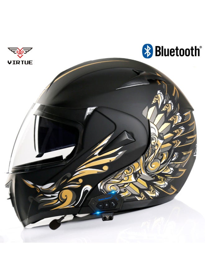 Men's Bluetooth Open-Face Electric Motorcycle Helmet with Transparent Visor, Black, 3C Certified