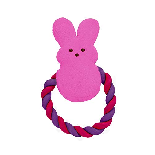 Peeps for Pets Plush Bunny Rope Pull Toy for Dogs Peeps for Pets Squeaker Dog Toy PinkPurple Dog Toy is a Fun and Cute Way to Entertain Your Pet - Image 1