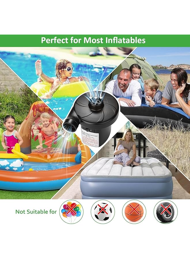SKY-TOUCH Electric Air Pump With 3 Nozzles : Family Car Dual Use Inflatables Pump Quick Fill Perfect Inflator/Deflator Pump For Outdoor Camping Air Beds Boats Swimming Ring Pool Raft Toy (Black) - Image 3