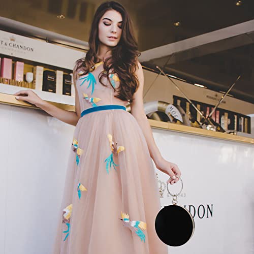 Selighting Round Velvet Clutch Purses for Women Evening Bags Formal Wedding Purse Prom Cocktail Party Clutch Hand Bag Black - Image 2