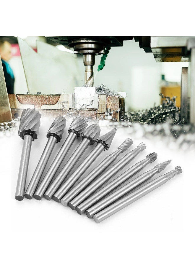 Generic - 10Pcs Tungsten Carbide Burr Bits Set 1/8'' Shank Cutting Carving Routing Bur for Rotary Tool - Image 1