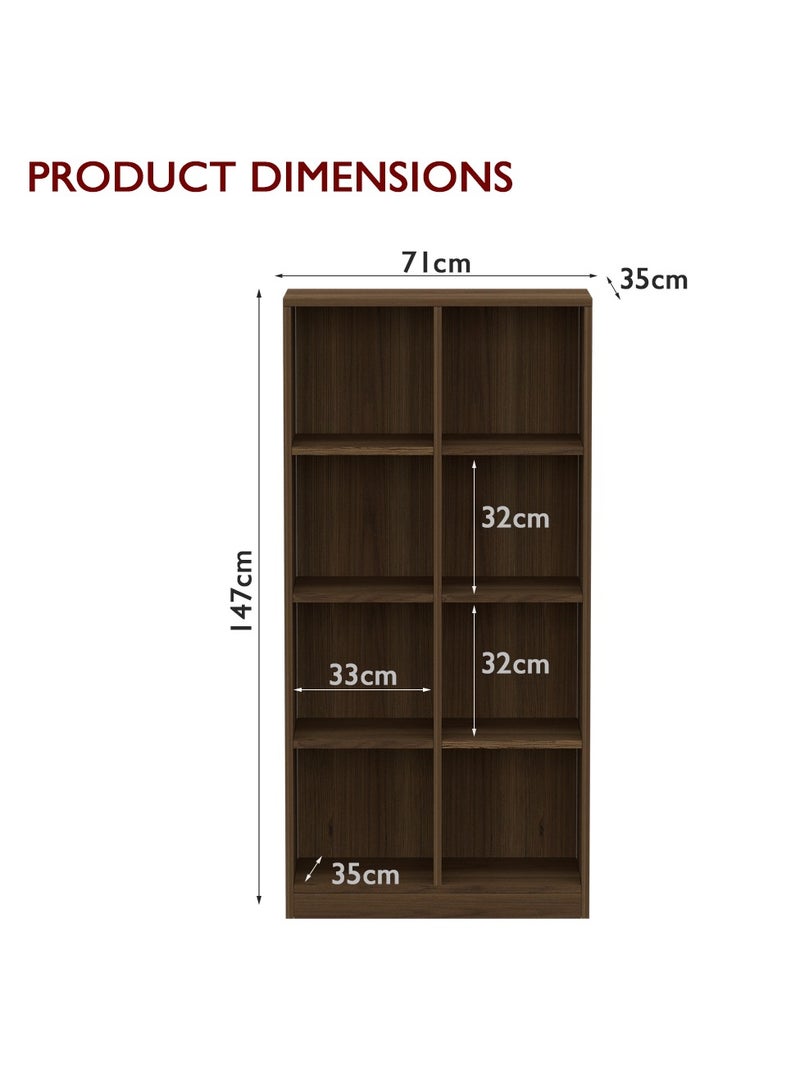 Mahmayi Wooden Display Shelves with 8 Storage Compartment, Freestanding, Top Shelf for Decoration Ideal for Storing Book, Files, Showpieces - Zabrano - Image 5