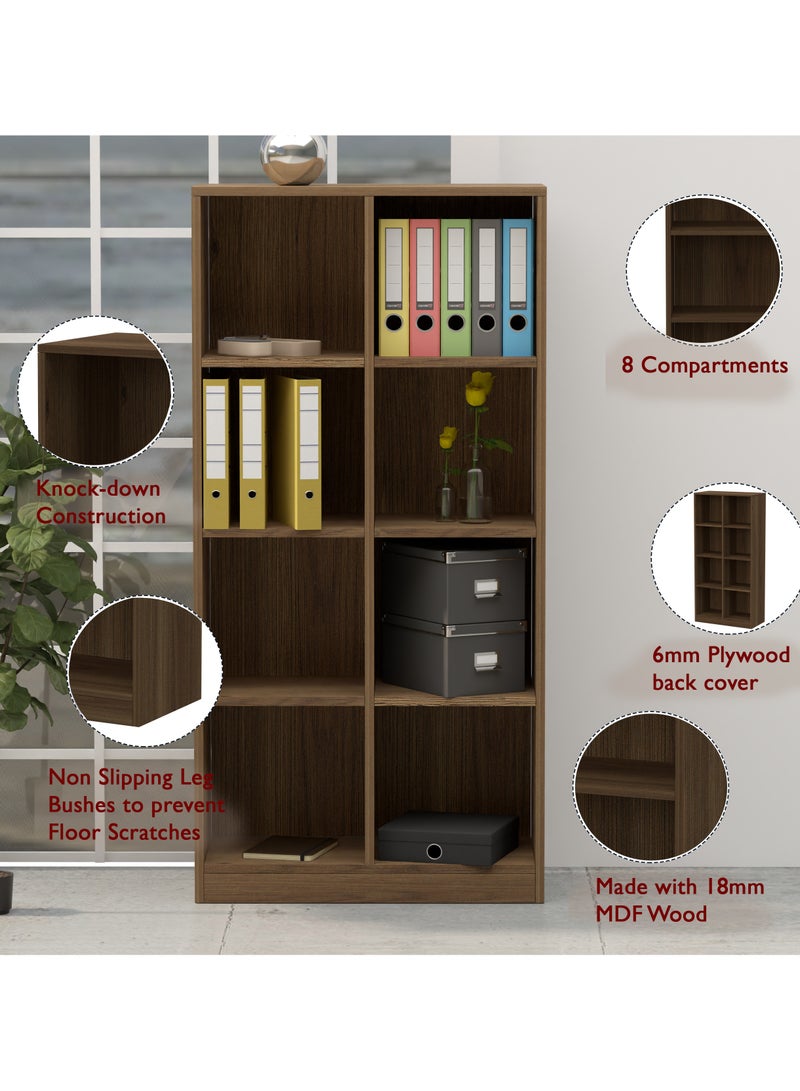 Mahmayi Wooden Display Shelves with 8 Storage Compartment, Freestanding, Top Shelf for Decoration Ideal for Storing Book, Files, Showpieces - Zabrano - Image 4