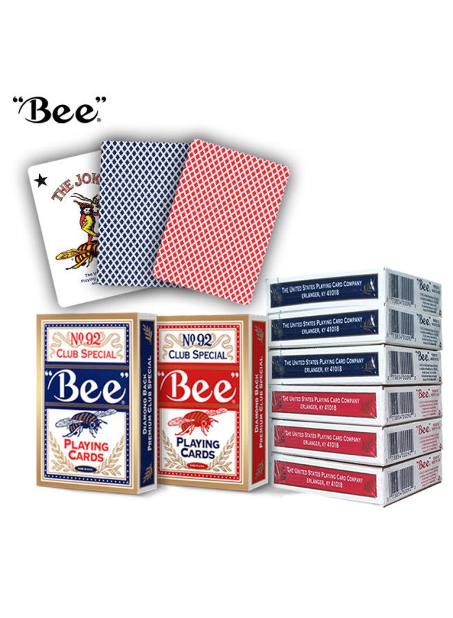 Bee Bee Poker Cards, Texas Hold'em Card Game, American Imported Wide-format Playing Cards, 6 Decks (3 Red, 3 Blue) - Image 1