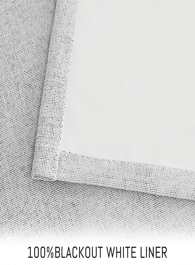 Yakamok White Linen Curtains 100% Blackout 63 Inches Long,Room Darkening Textured Curtains for Living Room Thermal Grommet Bedroom 2 Panels with Greyish White Liner - Image 3