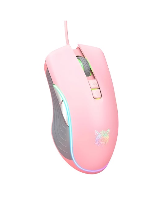 ONIKUMA CW908 Wired RGB Gaming Mouse with 7200DPI Resolution, Compatible with Windows and Mac - 1.65m Cable - Pink