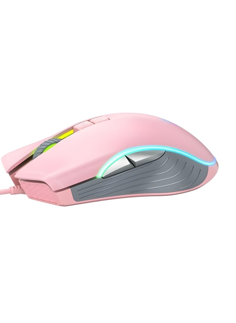 onikuma - ONIKUMA CW908 Wired RGB Gaming Mouse with 7200DPI Resolution, Compatible with Windows and Mac - 1.65m Cable - Pink - Image 1