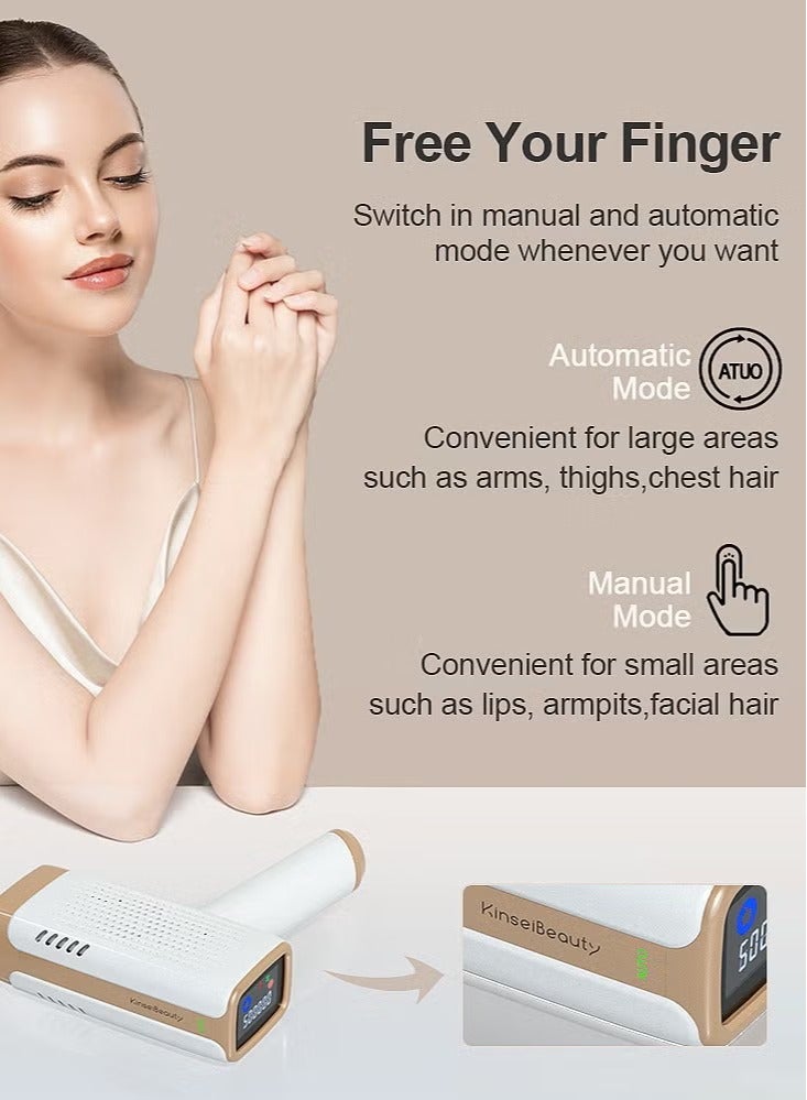 Generic Kinseibeauty E3 IPL Painless Hair Removal Device With Cooling Function, 500000 Flashes, 5 Energy Levels, Permanent Painless Epilators For Facial Armpit Leg Arm Bikini Line Body (1*HR+1*AC+1*SR Lamp)  - Image 2