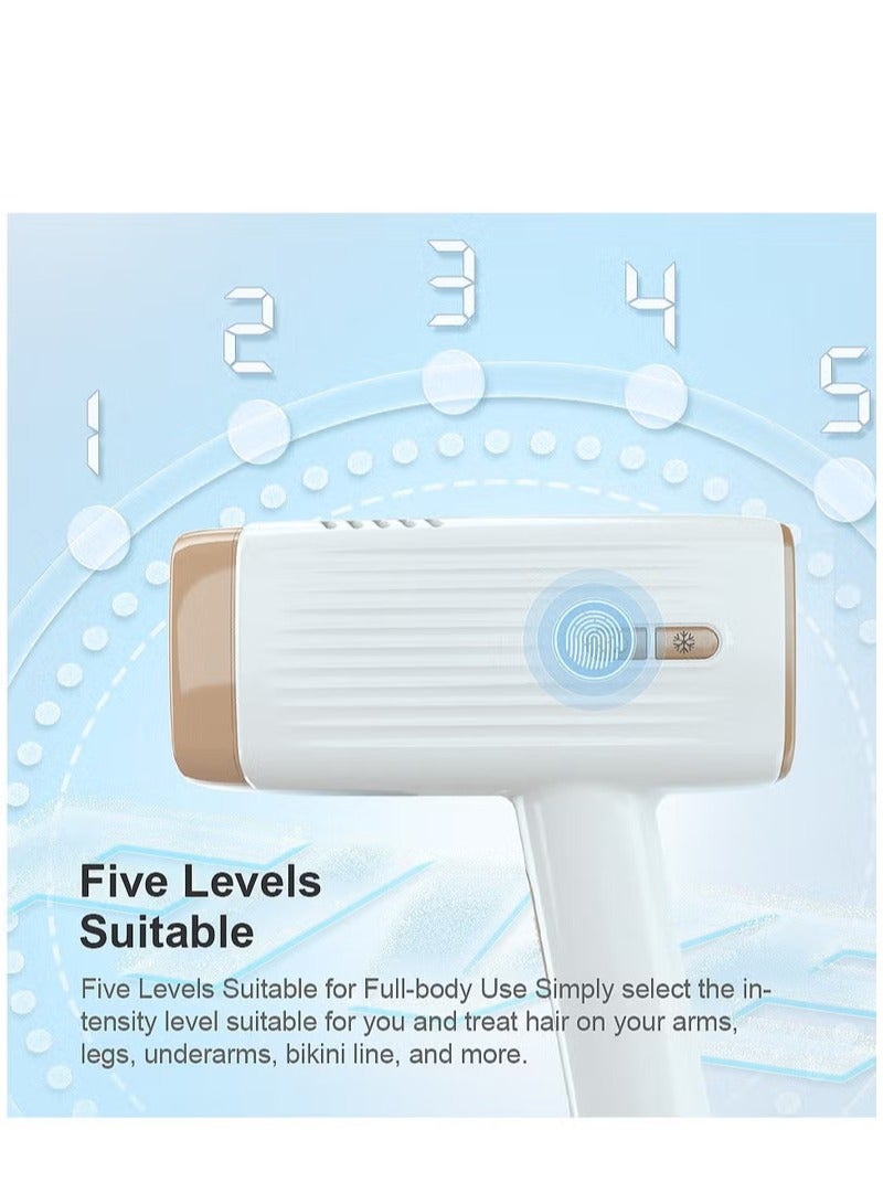 Generic Kinseibeauty E3 IPL Painless Hair Removal Device With Cooling Function, 500000 Flashes, 5 Energy Levels, Permanent Painless Epilators For Facial Armpit Leg Arm Bikini Line Body (1*HR+1*AC+1*SR Lamp)  - Image 4