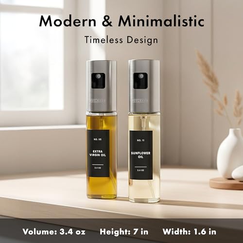 EDELHAUS Oil Sprayer Set of 2 Oil Spray Bottle Made of Stainless Steel Glass for Healthy Cooking Sprayer for Precise Dosage for Cooking Oil Vinegar Including 20 Labels Funnel - Image 3
