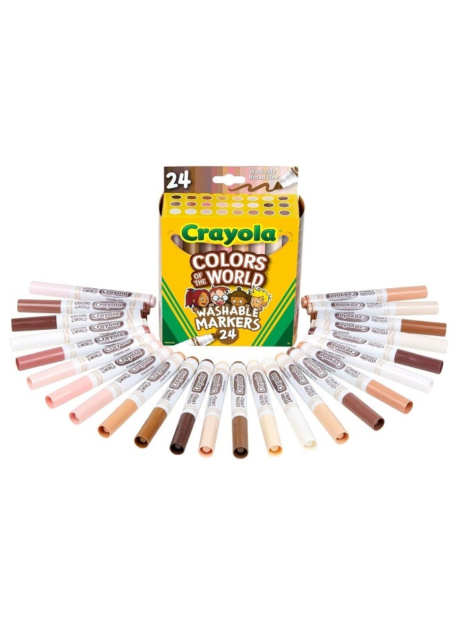 Crayola 24-Piece Colors of the World Broad Line Washable Skin Tone Markers 18.73x8.89x4.45cm - Image 2