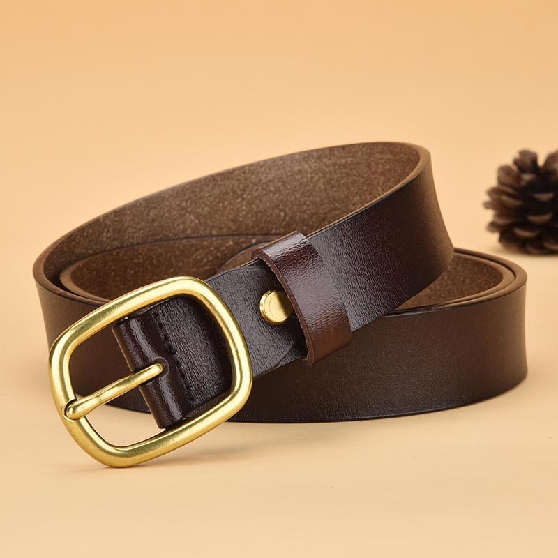 Vintage Belt Women'S Leather Casual Business Simple Pin Buckle Belt Girl Fashion All-Match Cowhide Belt - Image 1