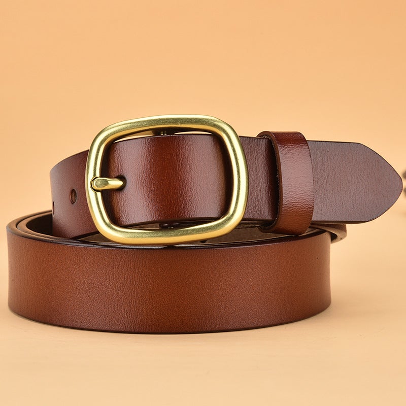 Vintage Belt Women'S Leather Casual Business Simple Pin Buckle Belt Girl Fashion All-Match Cowhide Belt - Image 5