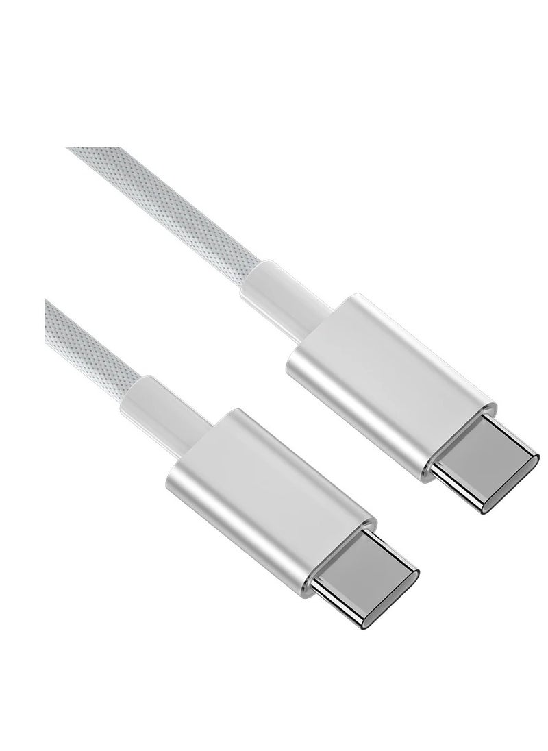 HEXABEX 240W Fast Charge USB Type C to C Nylon Braided Cable White  - Image 3