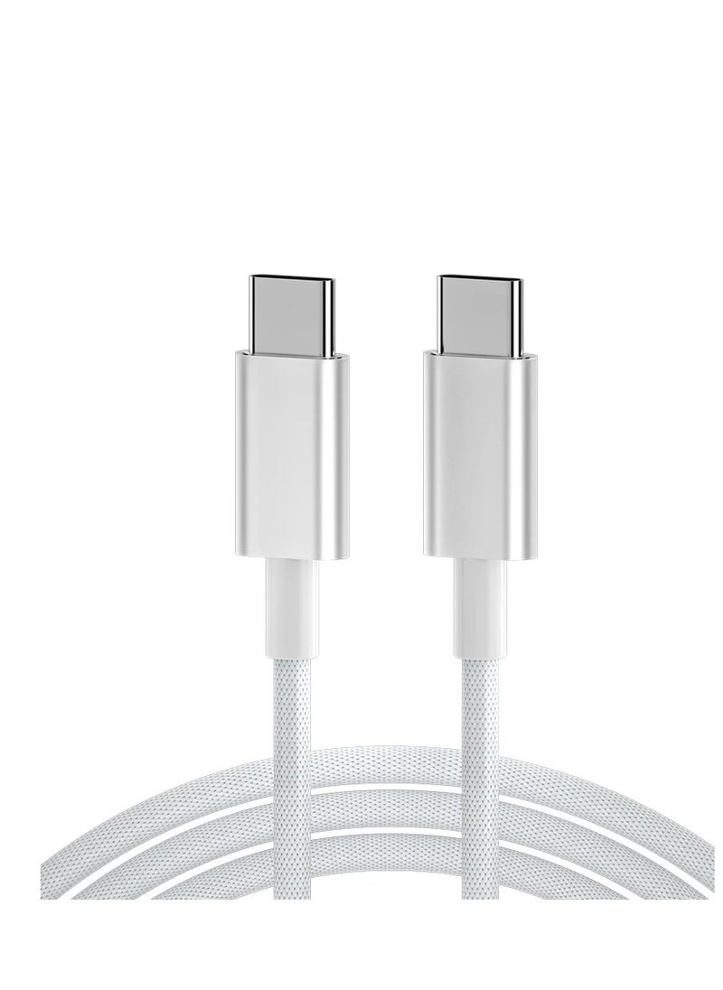 HEXABEX 240W Fast Charge USB Type C to C Nylon Braided Cable White  - Image 2