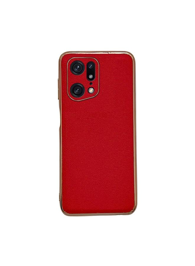 اس-توب جراب لهاتف OPPO Find X5 Pro من الجلد الطبيعي من سلسلة Luolai مع طلاء نانو - Image 1