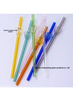 ماركة غير محددة Creative Cartoon erfly Straw Colorful Glass Transparent High Borosilicate Straight Tube 8*200mm For Beverage Drinking-Color:Grey  - Image 5