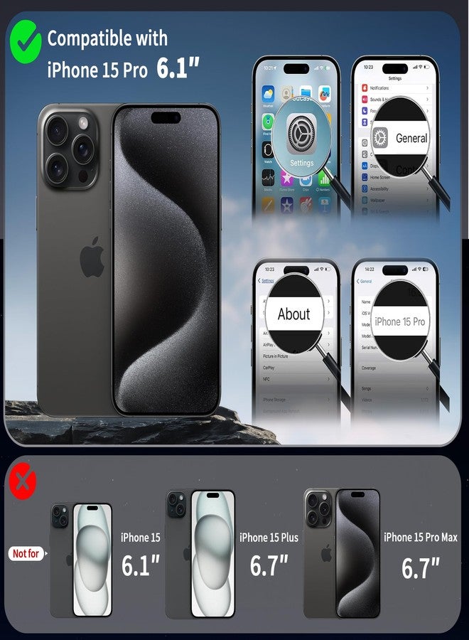 CACOE Magnetic Case for iPhone 15 Pro 6.1 inch with 360 Rotatable Ring Phone Stand,Compatible with MagSafe & Magnetic Car Mount,Cases Cover Phone Holder for Desk Meeting/Videos Black - Image 2
