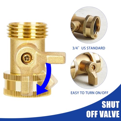 Hourleey 2 Set Heavy Duty Brass Hose Nozzle, Pressure Jet Nozzle with Hose Shutoff Valve, 3/4" GHT Nozzles for Garden Hose, Car Wash, Extra 4 Rubber Washers - Image 3