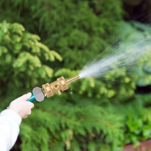 Hourleey 2 Set Heavy Duty Brass Hose Nozzle, Pressure Jet Nozzle with Hose Shutoff Valve, 3/4" GHT Nozzles for Garden Hose, Car Wash, Extra 4 Rubber Washers - Image 5