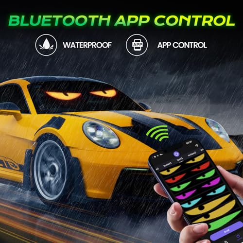 KJOY Devil Eyes Light for Cars, 15''x4'' Flexible Scrolling LED Eyes for Car Window,Bluetooth App Control Programmable LED Sign,Dynamic Personalized Eye Lights for Car Windshield - Image 3
