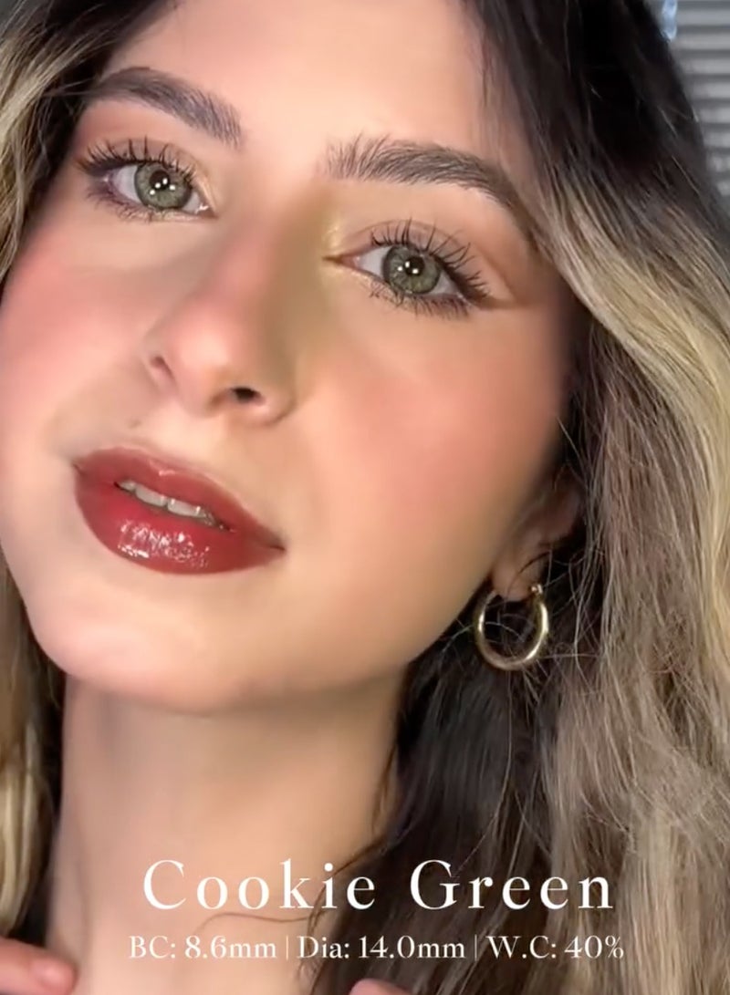 Unibling عدسات كوكي جرين اللاصقة الملونة السنوية، عدسات لاصقة تجميلية ملونة للجنسين، المجموعة المكبرة، رمادي فاتح، مع حافظة - Image 1