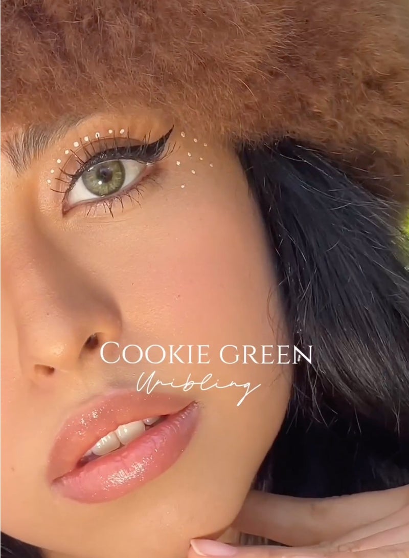 Unibling عدسات كوكي جرين اللاصقة الملونة السنوية، عدسات لاصقة تجميلية ملونة للجنسين، المجموعة المكبرة، رمادي فاتح، مع حافظة - Image 2