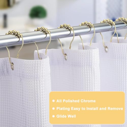 HASTHIP® Stainless Steel Curtain Hooks, Shower Curtain Hooks Rings, Curtain Rings Metal for Bathroom Shower Rods Curtains-Set of 12 (6 x 4cm/2.3 x 1.6 inch, Golden) - Image 5