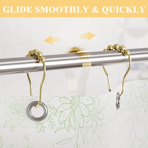 HASTHIP® Stainless Steel Curtain Hooks, Shower Curtain Hooks Rings, Curtain Rings Metal for Bathroom Shower Rods Curtains-Set of 12 (6 x 4cm/2.3 x 1.6 inch, Golden) - Image 4