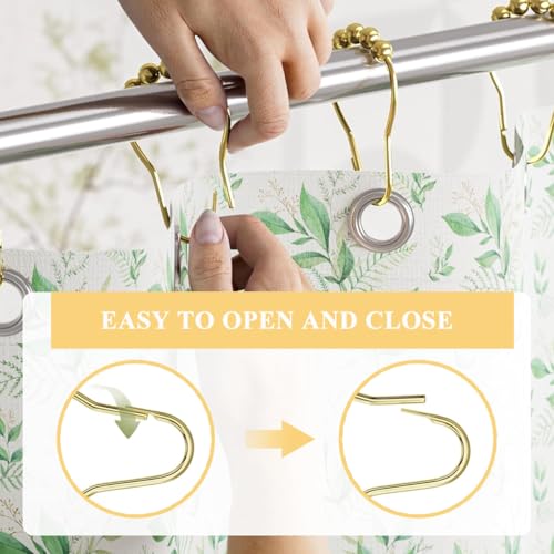 HASTHIP® Stainless Steel Curtain Hooks, Shower Curtain Hooks Rings, Curtain Rings Metal for Bathroom Shower Rods Curtains-Set of 12 (6 x 4cm/2.3 x 1.6 inch, Golden) - Image 3