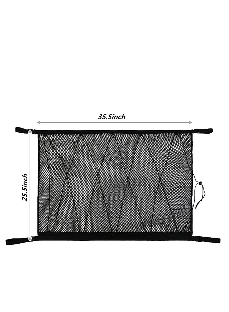 Excefore Car Ceiling Cargo Net Pocket for SUV, 35.5"x25.5" Car Roof Storage Organizer, Long Trip Camping Storage Bag Tent Putting Quilt Children's Toy Towel Sundries Interior Accessories - Image 5