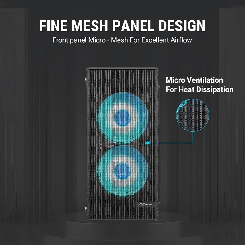 Ant Value Acrylic Vm10 Mid-Tower Computer Case/Gaming Cabinet - Black Support M-ATX,Itx, Pre-Installed 2 Front Rainbow Fans - Image 2