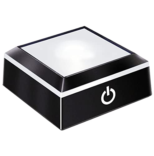 EUSTUMA LED Light Base Non-Slip Square Display Stand In A Variety of Colors,Suitable for Glass Crystal Spherical Artwork (Flat Top Surface) - Image 1