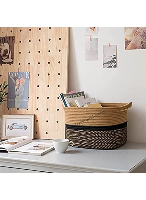 Textile and Beyond Textile and Beyond Boho Home Decor Big Box Rope Storage Organizer Jute Basket for Fruits Laundry Toy Gift Hamper Baby Tray for Living Room Kitchen Washroom 227 kg  - Image 3