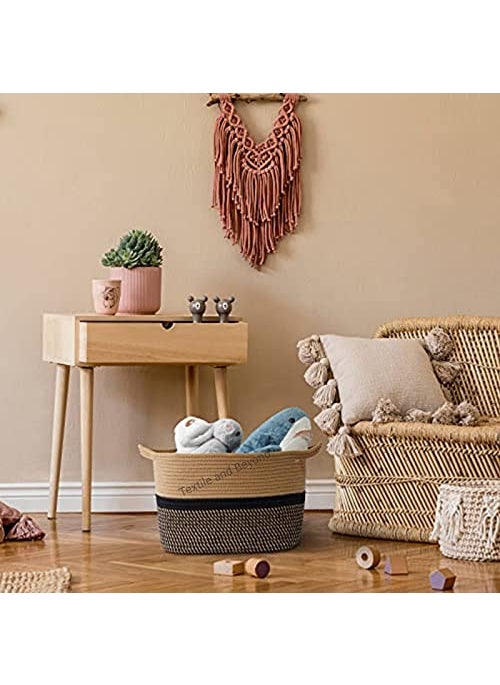 Textile and Beyond Textile and Beyond Boho Home Decor Big Box Rope Storage Organizer Jute Basket for Fruits Laundry Toy Gift Hamper Baby Tray for Living Room Kitchen Washroom 227 kg  - Image 4