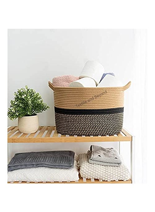 Textile and Beyond Textile and Beyond Boho Home Decor Big Box Rope Storage Organizer Jute Basket for Fruits Laundry Toy Gift Hamper Baby Tray for Living Room Kitchen Washroom 227 kg  - Image 2