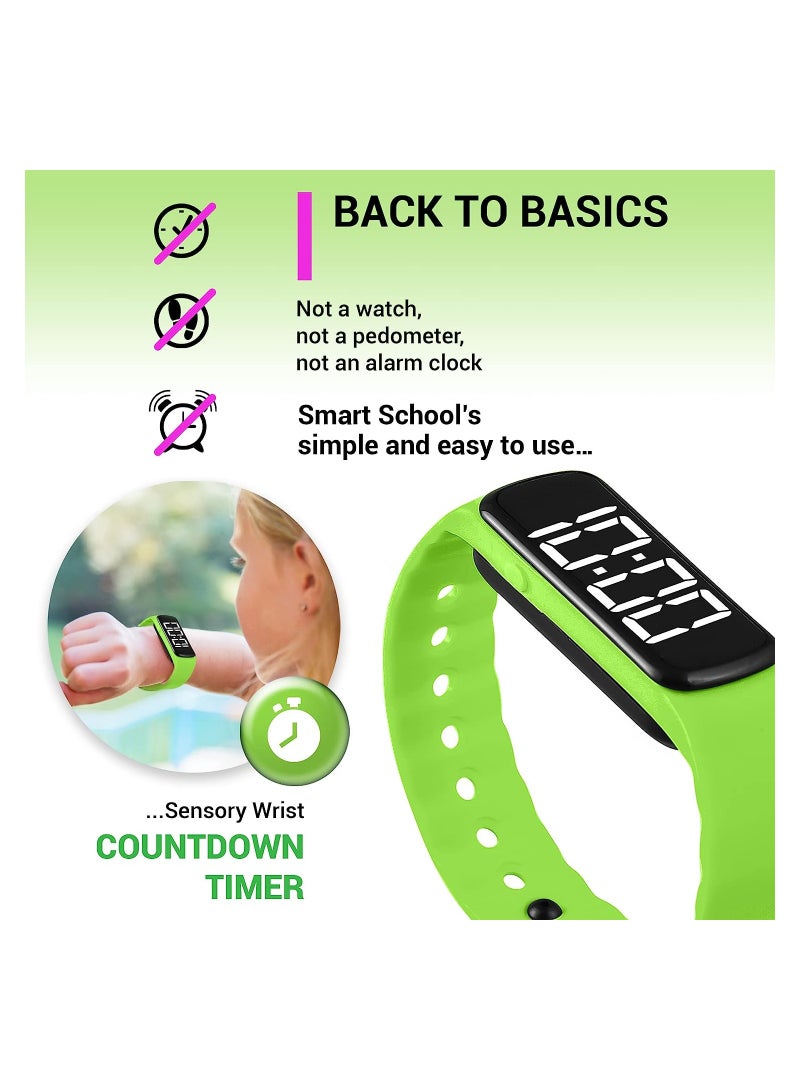 Sensory Wrist Timer for Kids, Rechargeable Waterproof Students Teacher Simple Reminder Watch with Silent Alarm Clock Wristband, Green - Image 2