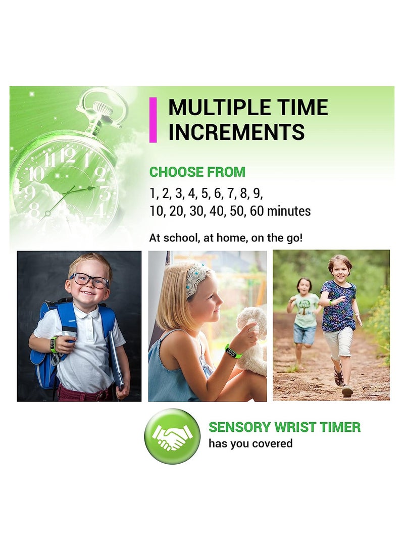 Sensory Wrist Timer for Kids, Rechargeable Waterproof Students Teacher Simple Reminder Watch with Silent Alarm Clock Wristband, Green - Image 4