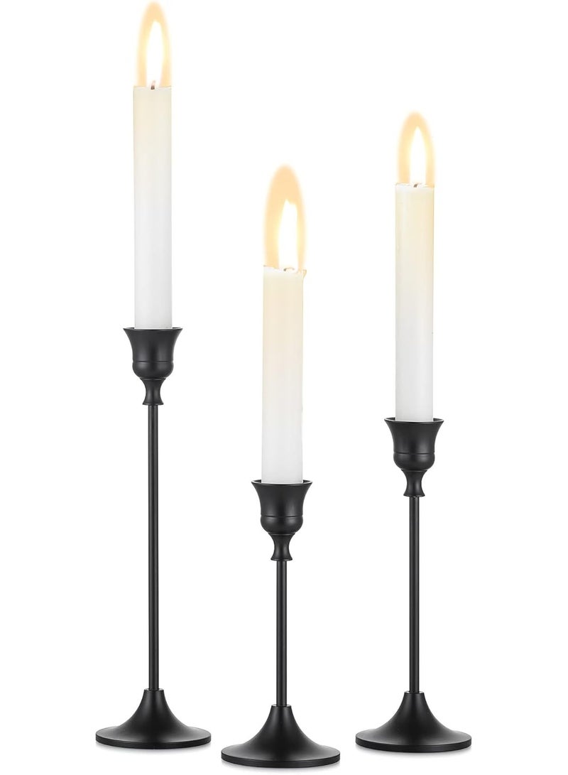 YelaJoy Candlestick Holders Taper Candle Holder for Candlesticks Vintage Modern Decorative Candle Stick Long Holder for Fireplace Party Dining Home Black - Image 1