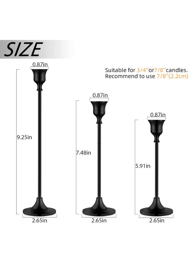 YelaJoy Candlestick Holders Taper Candle Holder for Candlesticks Vintage Modern Decorative Candle Stick Long Holder for Fireplace Party Dining Home Black - Image 4