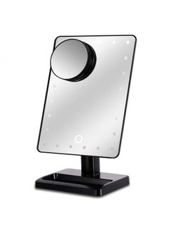 12-Inch Screen Makeup Mirror with 24 LED Lights, Lighted Vanity Dressing Table Mirror with Touch Dimmable Memory Function and 10x Magnification Spot Mirror, Black (Battery Not Included)