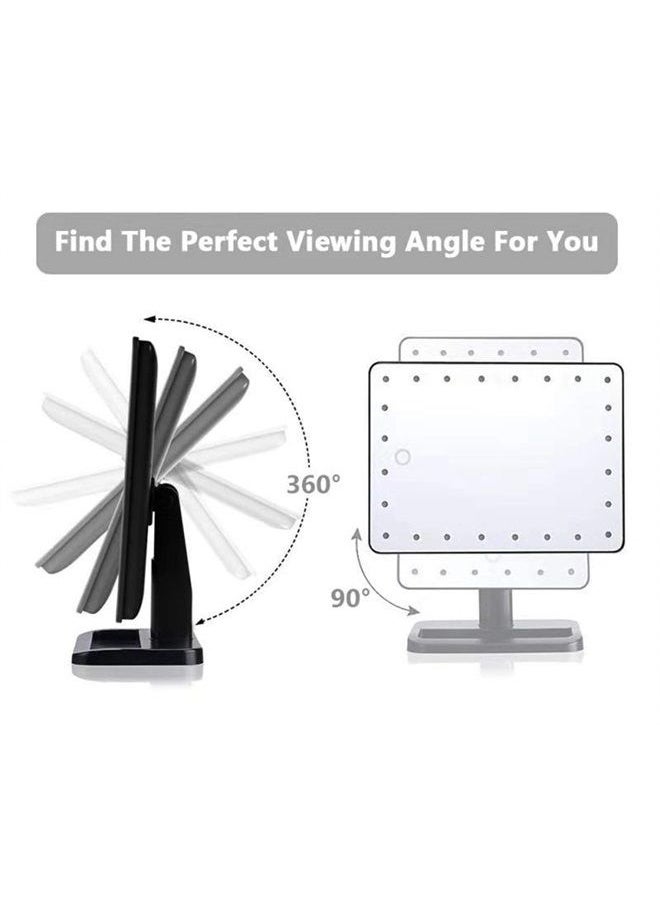 Waneway - 12-Inch Screen Makeup Mirror with 24 LED Lights, Lighted Vanity Dressing Table Mirror with Touch Dimmable Memory Function and 10x Magnification Spot Mirror, Black (Battery Not Included) - Image 1