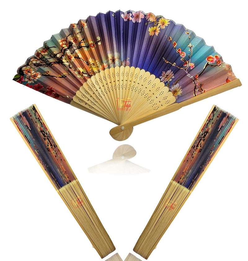 TIPTOP DECORATION Tiptop Decoration Premium Gold Printed Floral Wooden Hand Held Fan 15 Inch Pack Of 1 Piece Magical Branches  - Image 1