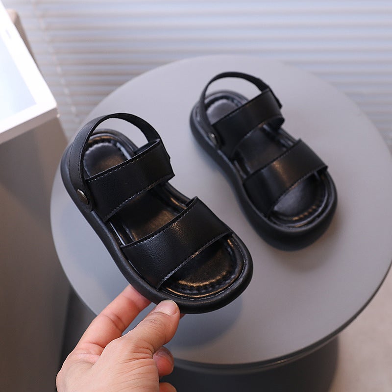 Children'S Sandals Solid Soft Sole Boy'S Beach Shoes Girls' Leather Sandals Slippers Sandals - Image 3