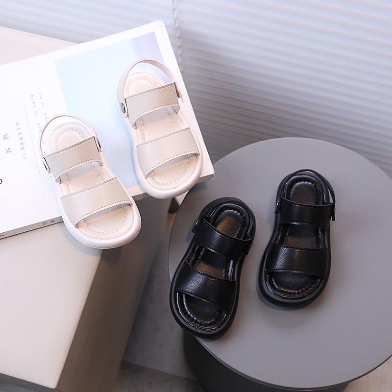 Children'S Sandals Solid Soft Sole Boy'S Beach Shoes Girls' Leather Sandals Slippers Sandals - Image 2